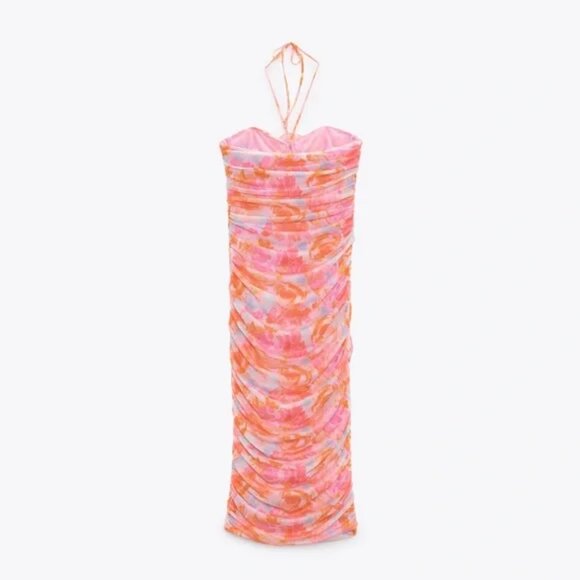 Zara Printed Tulle Dress Pink Flower BLOGGER FAVORITE - Picture 4 of 5
